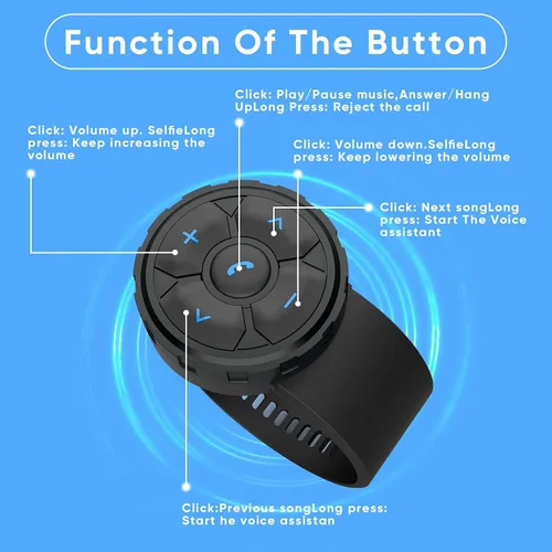 Miniatura 5 de Mando a distancia para auriculares con casco Bluetooth, controla música, asistentes de voz, llamadas y más, batería de larga duración, impermeable