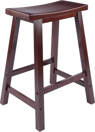 Miniatura 6 de Winsome Satori - Taburete de mostrador con asiento de sillín para cocina, 24 pulgadas, nogal