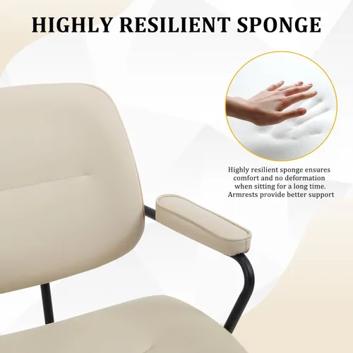 Miniatura 7 de BV Mid Century Modern - Juego de 1 silla de oficina giratoria con reposabrazos y respaldo de nogal, silla de escritorio ajustable para oficina