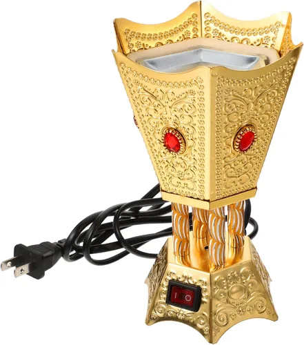 Bakhoor - Quemador eléctrico de incienso de mesa estilo Oriente Medio, incensario eléctrico de mesa, quemador de incienso de metal para el hogar,