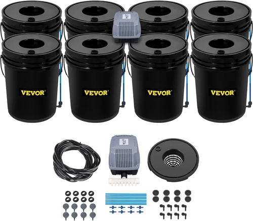 Miniatura 17 de VEVOR Sistema Hidropónico DWC, 5 Galones 4 Cubetas, Cubo de Cultivo de Agua Profunda, Kit de Cultivo Hidropónico con Bomba, Piedra de Aire