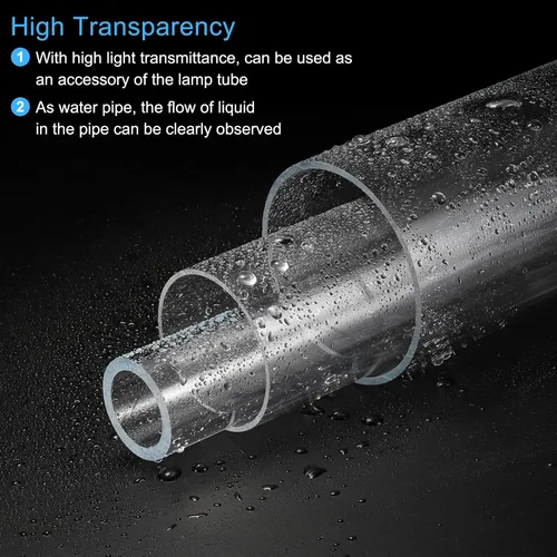 Miniatura 5 de MECCANIXITY Tubo acrílico transparente rígido redondo tubo 44mm (1.7") ID 50mm (2") OD 14" para lámparas y linternas, sistema de refrigeración por