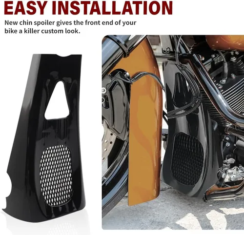 Miniatura 5 de Lirun M8 - Alerón de barbilla estirado ABS de repuesto para Harley para Touring Road Street Glide 2017+, negro brillante