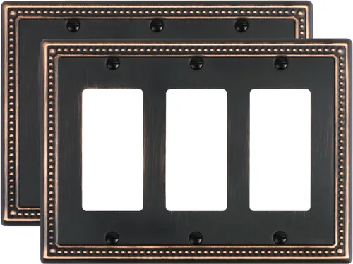 Miniatura 60 de Paquete de 4 placas de cubierta para interruptor de luz de palanca individual, cubiertas decorativas de perlas, placa de pared de metal almendra