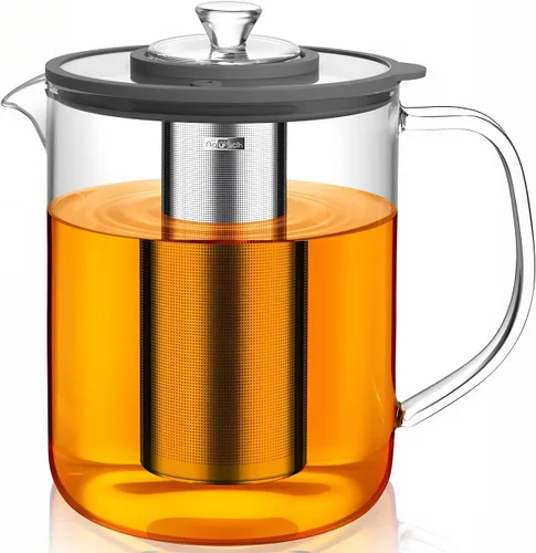 Miniatura 7 de Aquach Tetera de vidrio de 68 onzas con infusor – Apta para estufa y lavavajillas, tetera de vidrio de borosilicato sin plástico para té de hojas