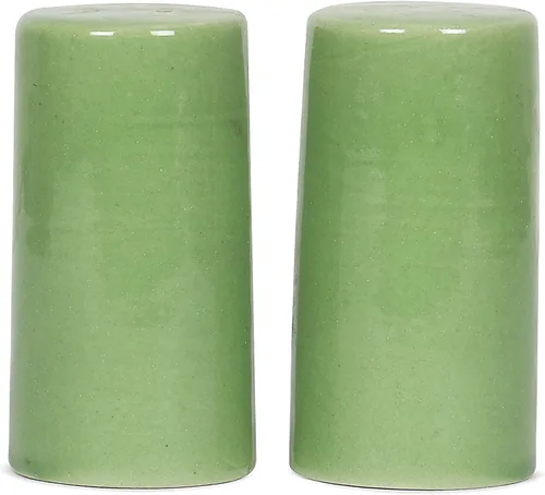 Miniatura 2 de Salero y pimentero de cerámica Soporte para mesa de comedor Dispensadores para el hogar y la cocina verde (juego de 2)