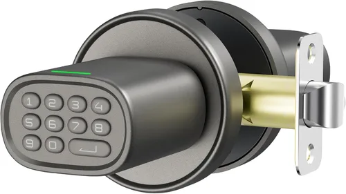 Miniatura 12 de ThorBolt Pomo de puerta de huellas dactilares, perilla de puerta sin llave con teclado biométrico electrónico, bloqueo automático para puertas Negro1