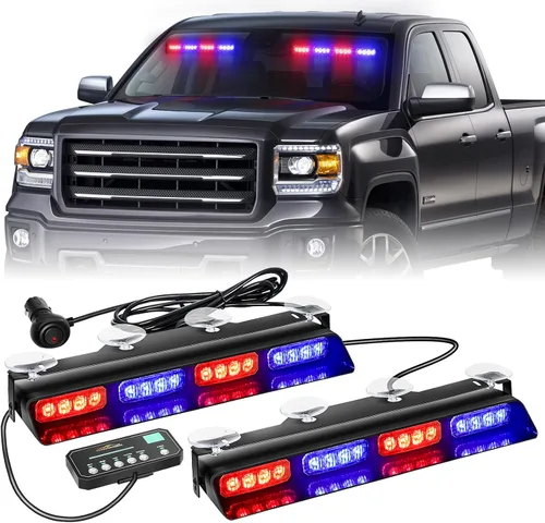Miniatura 16 de XRIDONSEN Luces estroboscópicas de emergencia para salpicadero, advertencia intermitente de seguridad ámbar con controlador de pantalla digital
