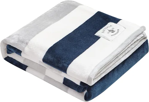 Miniatura 10 de Nautica - Manta, Manta de Forro Polar Ultrasuave de Felpa para Cama o Sofá, Manta Ligera de Microfranela para Comodidad Durante Todo el Año