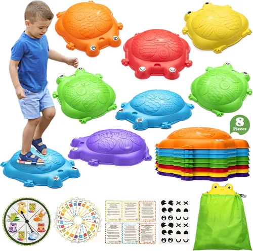 Piedras de equilibrio para niños Juguetes al aire libre para niños pequeños 3-5 8 piezas Piedra de equilibrio de rana para subir hasta 265 libras
