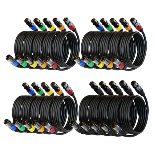 Miniatura 11 de Cables XLR, cable de micrófono de 3 pies, paquete de 10 unidades, XLR macho a hembra chapado en oro de 3 pines, cable de 10 colores, cable