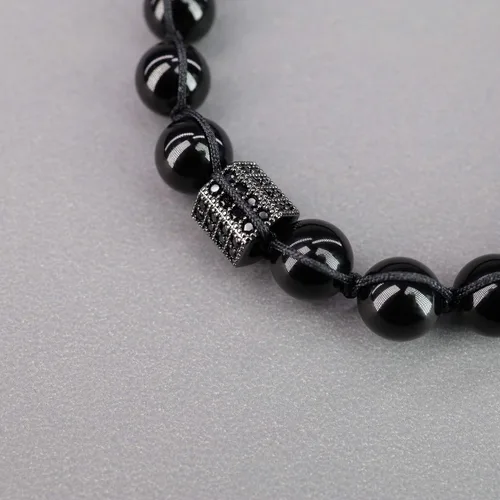 Miniatura 6 de COAI Pulsera de piedra turmalina negra pavimentada CZ