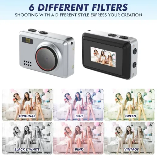 Miniatura 8 de Mini cámara digital retro 1080P HD grabadora de video, cámara de video portátil con llavero con tarjeta de 32 GB y pantalla IPS de 0.96 pulgadas