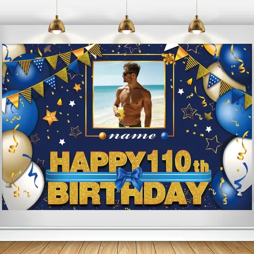 Miniatura 57 de Pancarta Personalizada de Decoraciones de Feliz Cumpleaños 101 - Telón de Fondo de 101 Años para Mujeres Hombres Niños Niñas Suministros de Fiesta