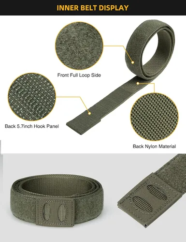 Miniatura 4 de IDOGEAR SPORTS Cinturón táctico resistente MOLLE de liberación rápida con 1.5 "/2 "exterior interior para hombres al aire libre Paintball Airsoft