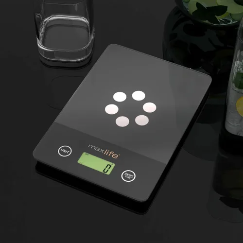 Miniatura 7 de Max Life Báscula digital de cocina ML-CF1 - Báscula de alimentos de alta precisión con medición de tara y varias unidades, diseño delgado con Gris