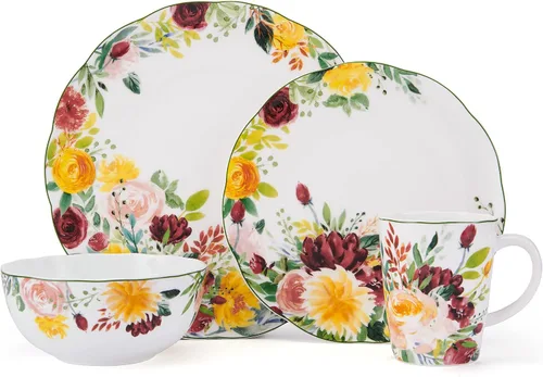 Miniatura 2 de Mikasa Clara Bone - Vajilla ligera de porcelana de 16 piezas, resistente a las astillas, servicio para 4