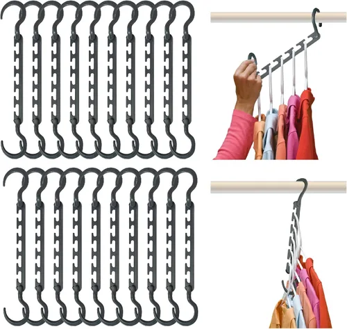 Miniatura 6 de Wonder Hanger Max - Paquete de 10 perchas que ahorran espacio, ganchos reforzados giratorios 360°, percha en cascada, organizador para dormitorios