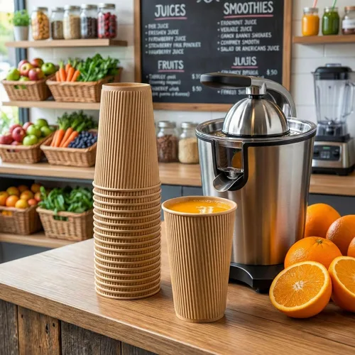 Miniatura 4 de Restaurantware Vasos de café desechables de pared ondulada de 16 onzas, 500 vasos de papel kraft aislados con diseño de borde enrollado, las tapas