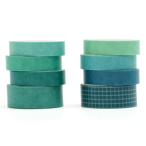 Miniatura 8 de YUBBAEX - Juego de 8 rollos de cinta adhesiva básica Washi de color sólido con cuadrícula, cinta adhesiva decorativa para arte, manualidades DIY