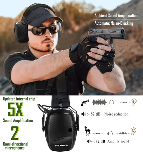 Miniatura 8 de PROHEAR Electronic Shooting Ear Protection Muffs 056-con caja de almacenamiento