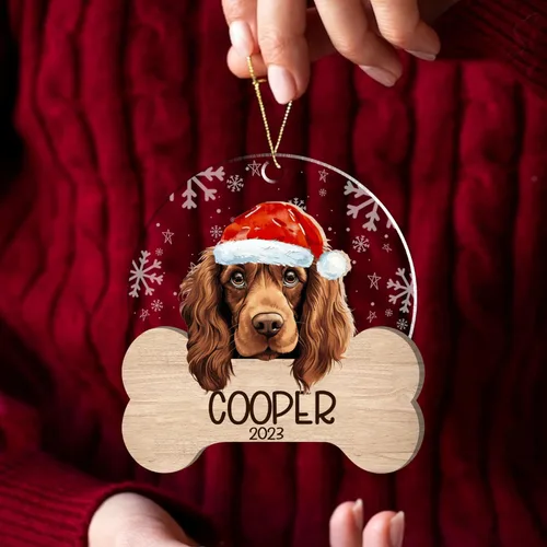 Miniatura 72 de Nazenti American Pit Bull Terrier Adorno de Navidad, adorno de perro fotográfico, adorno de perro personalizado, adornos de fotos de madera