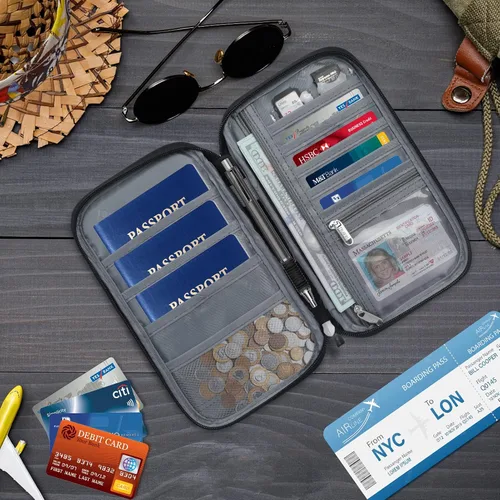 Miniatura 7 de Unaone Billetera para pasaporte de viaje, Negro -, Soporte para pasaporte