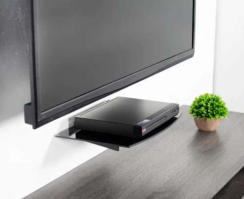 Miniatura 5 de VIVO Soporte de pared para TV de pantalla de 23 a 55 pulgadas con inclinación ajustable y estante de entretenimiento, AV flotante, estantería DVD