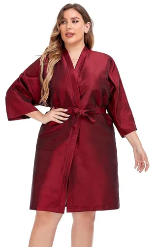 Miniatura 8 de PERFEHAIR Bata de peluquería para clientes, estilo kimono (azul)