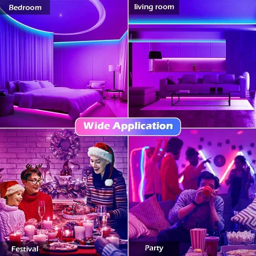 Miniatura 7 de Tira de luces LED inteligentes, con sincronización de música, 5050 RGB, luces que cambian de color, aplicación Bluetooth, control remoto por
