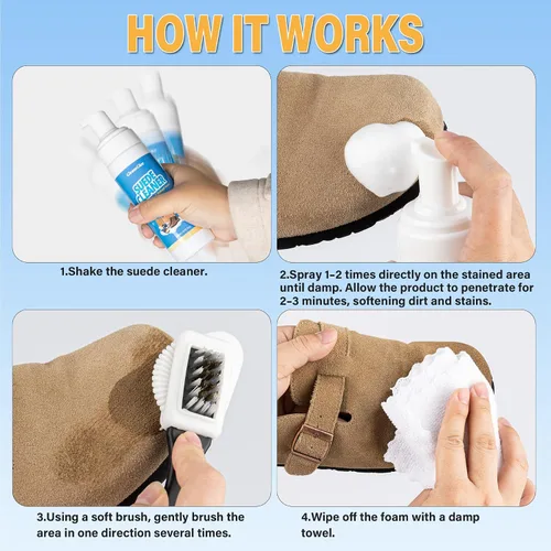 Miniatura 8 de GleamGlee Suede Cleaner Kit 6.76 oz, Suede & Nubuck Shoe Cleaner with Brush & Towel for Shoes, Boots & Bags