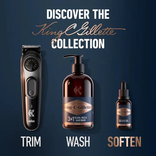 Miniatura 9 de King C. Gillette Aceite para barba para hombres – Argán, Jojoba, aguacate, semillas de macadamia y aceites de almendras – Hidrata y suaviza la barba