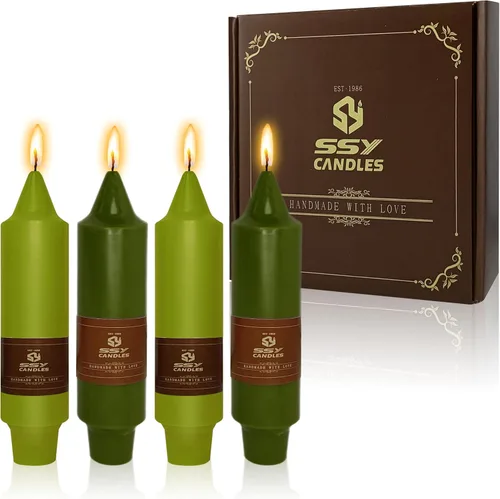 Miniatura 74 de Candelabros cortos de 5 pulgadas con velas cónicas verde oscuro, 4 piezas para cena, hogar, boda, fiesta, decoración