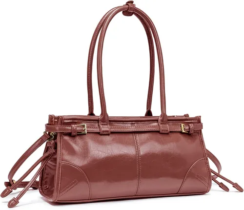 Miniatura 4 de NEWBELLA Bolso de mano de piel sintética para mujer, bolso de hombro convertible con asa superior para trabajo de noche