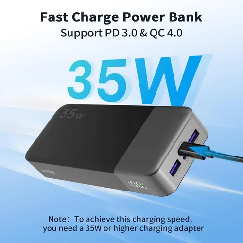 Miniatura 2 de NOBIS Cargador Portátil, Banco de Energía de 20000mAh, Banco de Energía de 35W Carga Rápida, Paquete de Batería con Cable C a C, Banco de Batería