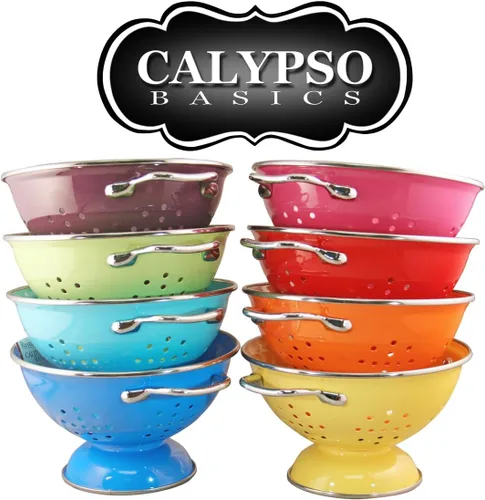 Miniatura 4 de Reston Lloyd Calypso Basics - Colador esmaltado con recubrimiento en polvo con base sólida, cesta coladora con asas, para pasta, bayas, verduras