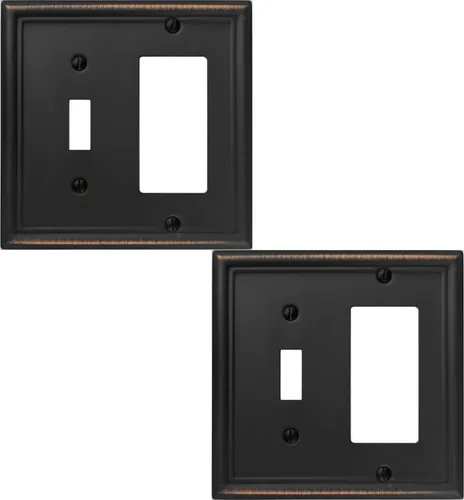 Miniatura 14 de OKAWYC Cubierta de Interruptor de Luz de Palanca Triple Luca Placa de Pared de Metal, Paquete de 2 Bronce Envejecido 3 Gang, Cubierta de Interruptor