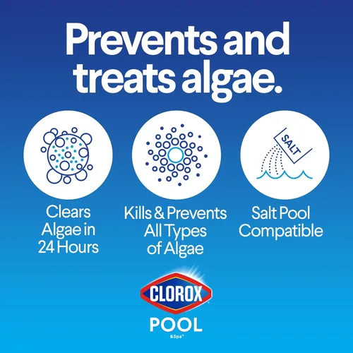 Miniatura 4 de Clorox® Pool&Spa™ XTRABLUE® Plus Alguicida para Piscina, Eliminador de Algas Todo en Uno, Sin Espuma, 40 Onzas (Paquete de 1)
