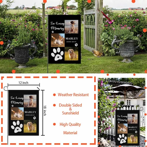 Miniatura 4 de Bandera conmemorativa personalizada para perros, banderas personalizadas con nombre de foto de mascota perdida, conmemoración para perros, Bandera