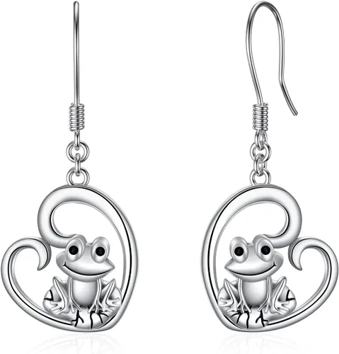 Miniatura 22 de POPKIMI Bonitos aretes colgantes de animales, joyería de animales, regalos de cumpleaños y Navidad para mujeres, aretes de ópalo de cristal de plata