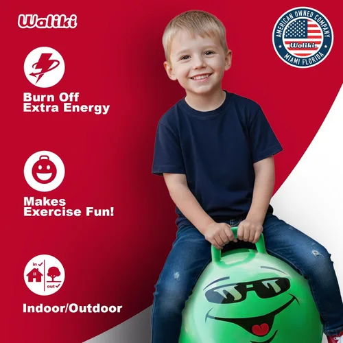 Miniatura 2 de WALIKI Bola de Saltar Juguetes para Niños y Niñas de 3, 4, 5 y 6 Años Bola de Salto Terapéutica Verde de 18" para Niños Juguetes al Aire Libre