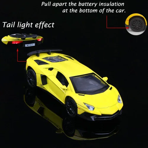 Miniatura 5 de iLooboo Vehículo de juguete coleccionable Lamborghini de aleación con luces y sonido