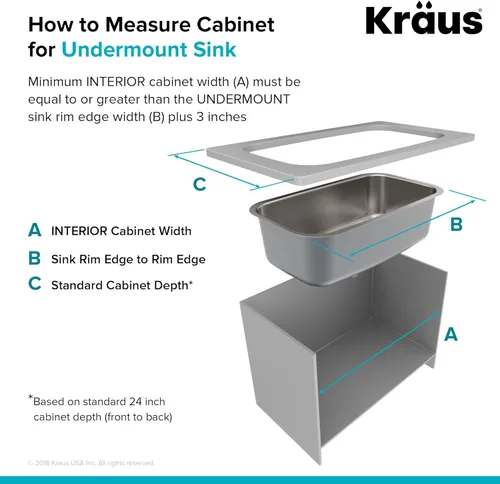 Miniatura 6 de Kraus Premier KBU17 Fregadero de cocina de acero inoxidable de calibre 18, de un tazón, de montaje por debajo para barra de cocina, 35.56 cm