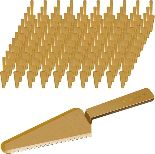 Miniatura 11 de Suclain 50 piezas de cortador de pasteles desechables negros a granel de 9.1 pulgadas, servidor de plástico para tartas, espátula, cuchillos, tarta