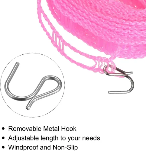 Miniatura 4 de uxcell Tendedero portátil, de nailon de 9.84 pies, resistente al viento, antideslizante, cuerda de lavado para patio, viajes al aire libre, camping