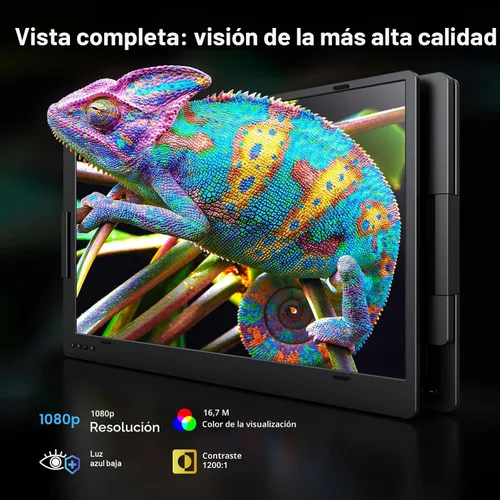 Miniatura 5 de KYY Extensor de pantalla para laptop de 15.6 pulgadas, monitor portátil FHD IPS de 1080P, un cable USB-C triple monitor, pantalla de viaje dual