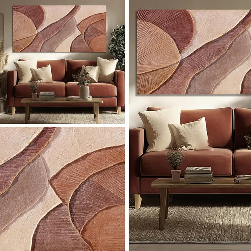 Miniatura 7 de Dolidoteart Arte de pared abstracto marrón beige, pintura al óleo pintada a mano para oficina, decoración de pared horizontal con textura grande