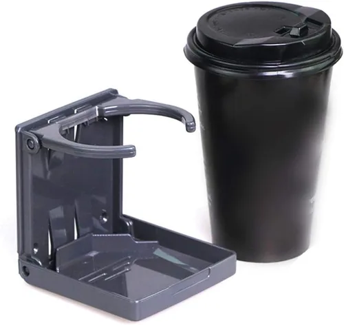 Miniatura 2 de 2 soportes plegables ajustables para bebidas con tornillos y cintas, portavasos plegables para automóvil, camión, barco, furgoneta (negro)
