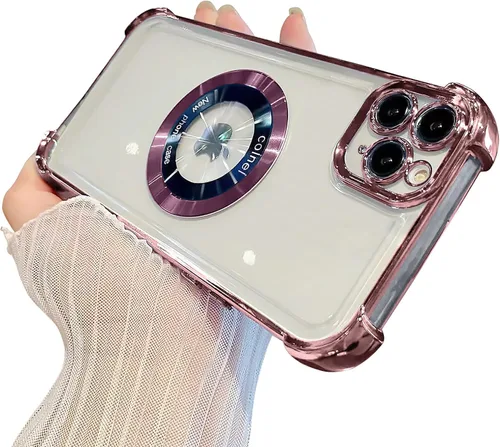 Miniatura 62 de Funda magnética transparente para iPhone 14 Plus, lujo brillante en las cuatro esquinas, protección de grado militar a prueba de golpes