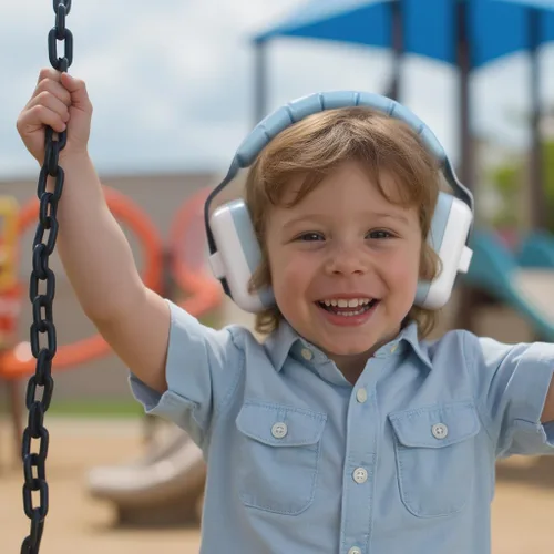 Miniatura 9 de Decibel Defense Jr. - Orejeras de protección auditiva NRR de 28 dB para niños, para bebés, bebés y niños pequeños, perfectas para la escuela, Azul